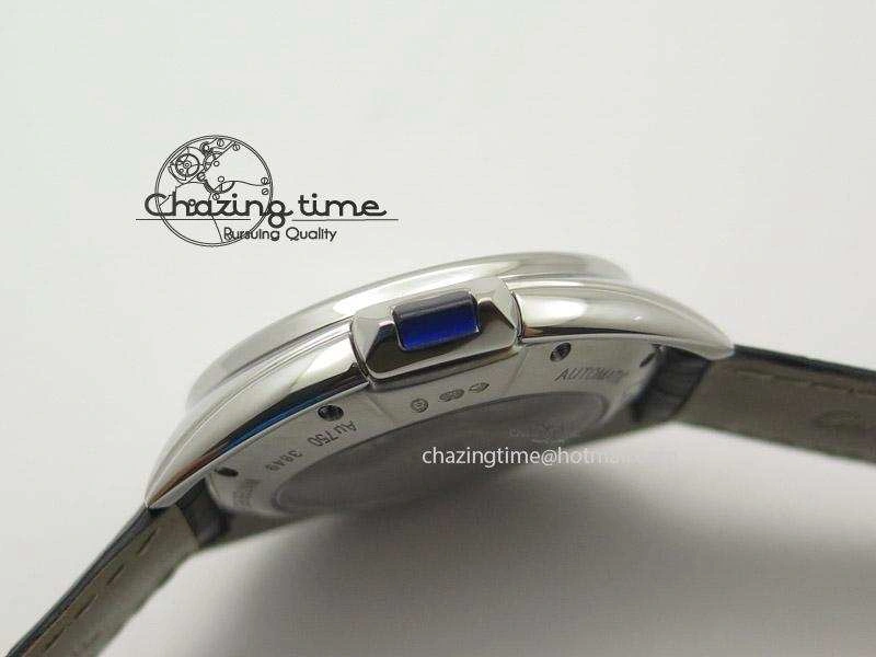 Cozy Cle de Cartier SS V6F Best Edition White Textured Dial On Black Leather Strap MIYOTA 6369