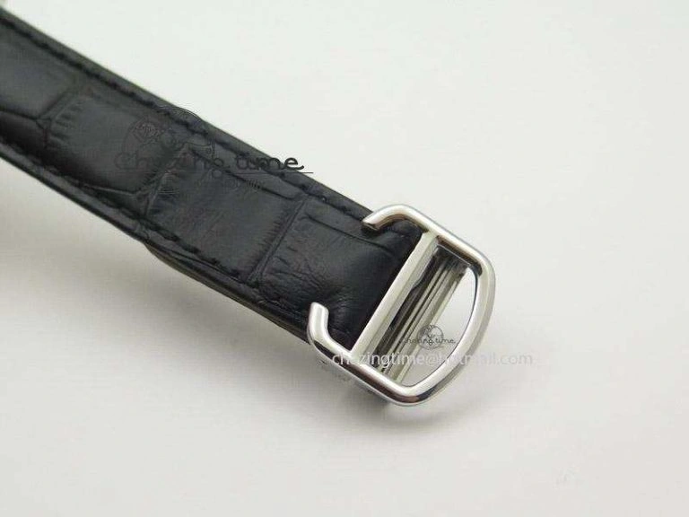 Cozy Cle de Cartier SS V6F Best Edition White Textured Dial On Black Leather Strap MIYOTA 6369