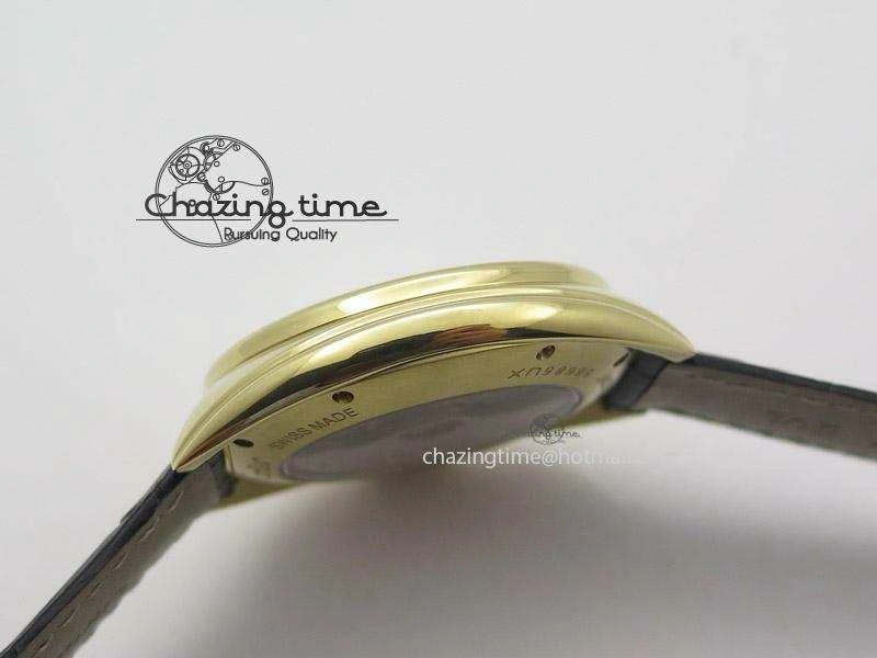 Resilient Cle de Cartier YG V6F Best Edition White Textured Dial On Black Leather Strap MIYOTA 6360