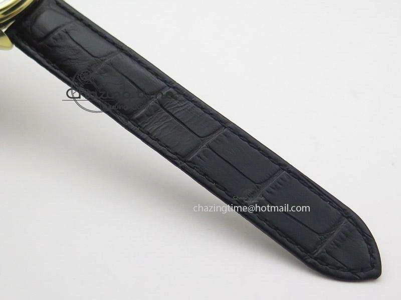 Resilient Cle de Cartier YG V6F Best Edition White Textured Dial On Black Leather Strap MIYOTA 6360