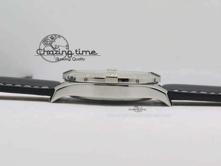 DailyWear Clot Chronometer SS GF 1:1 Best Edition Black Sticks Marker Dial On Black Leather Strap A 5715