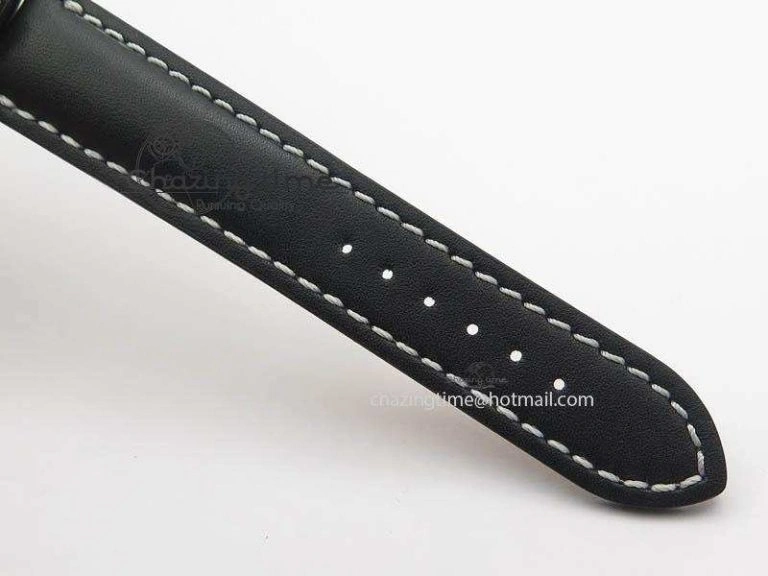 DailyWear Clot Chronometer SS GF 1:1 Best Edition Black Sticks Marker Dial On Black Leather Strap A 5715
