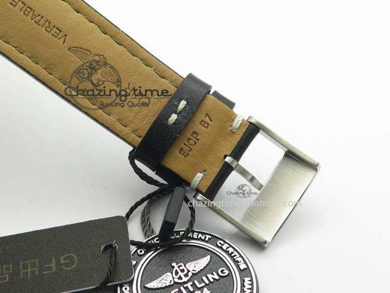 DailyWear Clot Chronometer SS GF 1:1 Best Edition Black Sticks Marker Dial On Black Leather Strap A 5715
