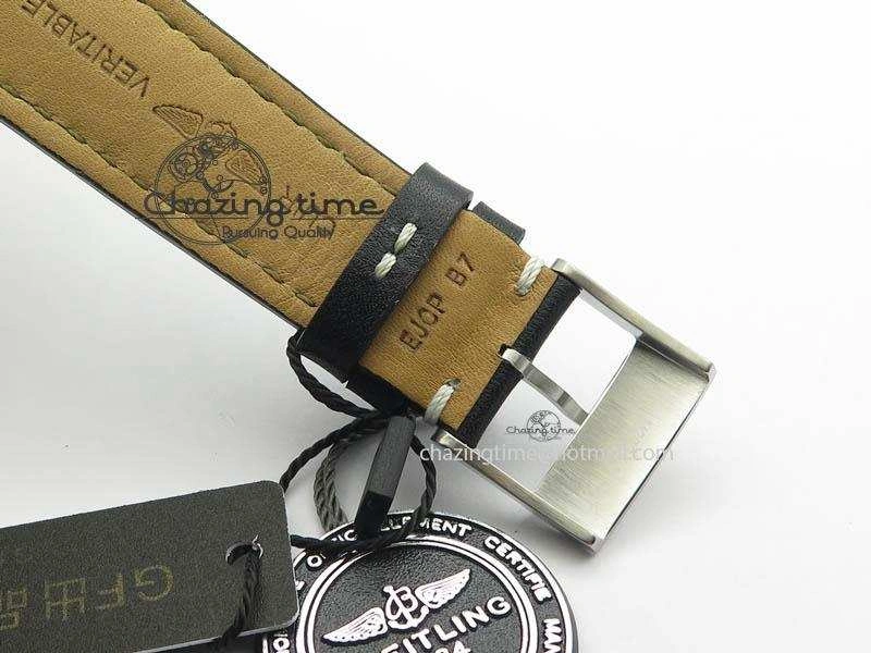 DailyWear Clot Chronometer SS GF 1:1 Best Edition Black Sticks Marker Dial On Black Leather Strap A 5715