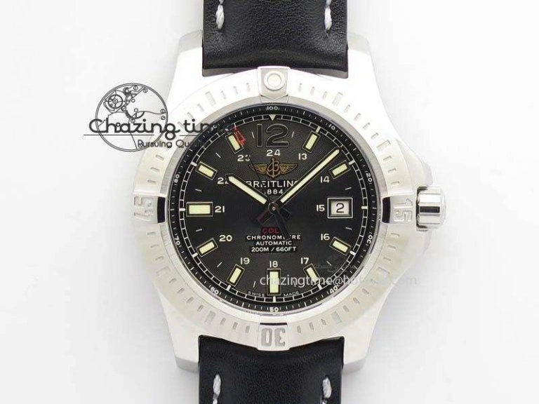 DailyWear Clot Chronometer SS GF 1:1 Best Edition Black Sticks Marker Dial On Black Leather Strap A 5715