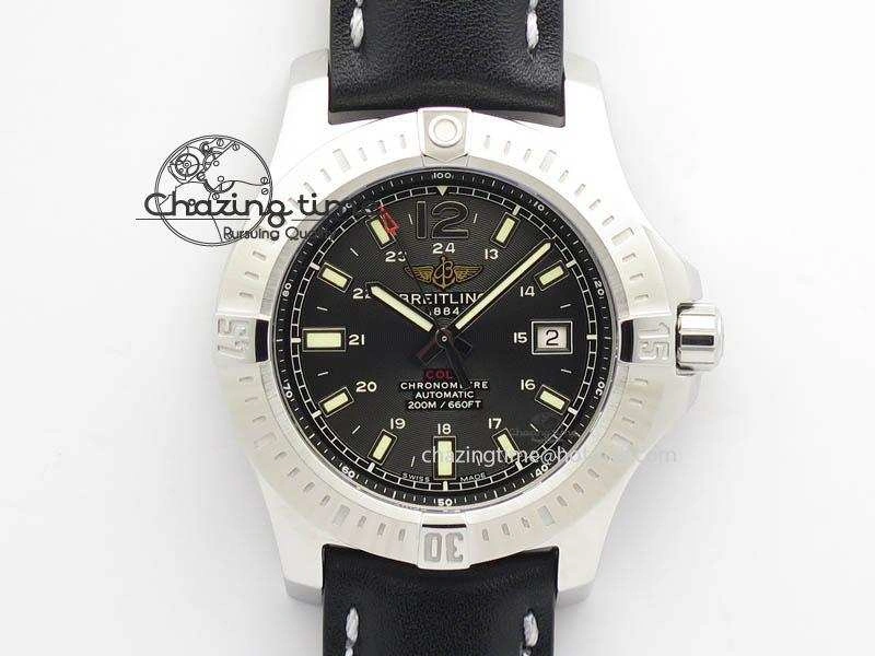 DailyWear Clot Chronometer SS GF 1:1 Best Edition Black Sticks Marker Dial On Black Leather Strap A 5715