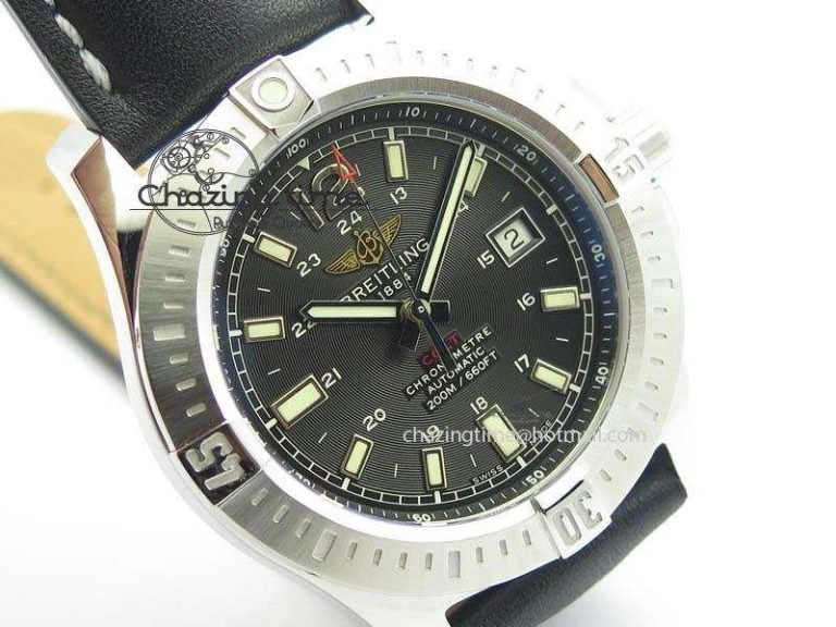 DailyWear Clot Chronometer SS GF 1:1 Best Edition Black Sticks Marker Dial On Black Leather Strap A 5715