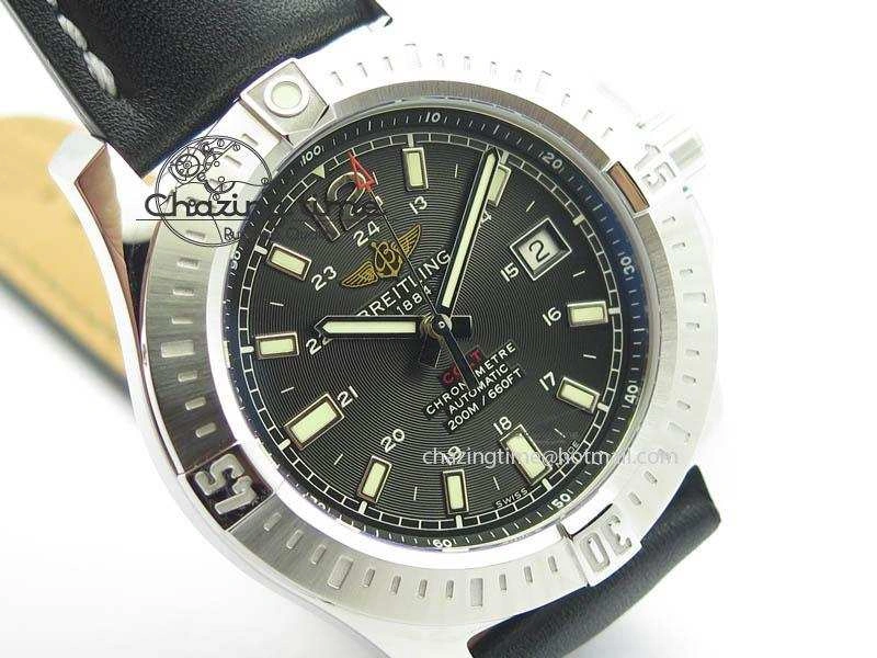 DailyWear Clot Chronometer SS GF 1:1 Best Edition Black Sticks Marker Dial On Black Leather Strap A 5715