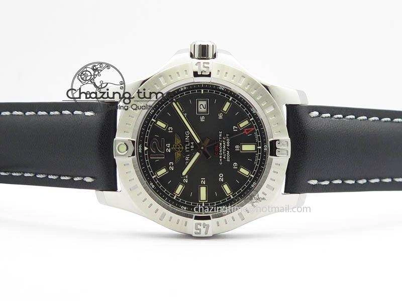 DailyWear Clot Chronometer SS GF 1:1 Best Edition Black Sticks Marker Dial On Black Leather Strap A 5715