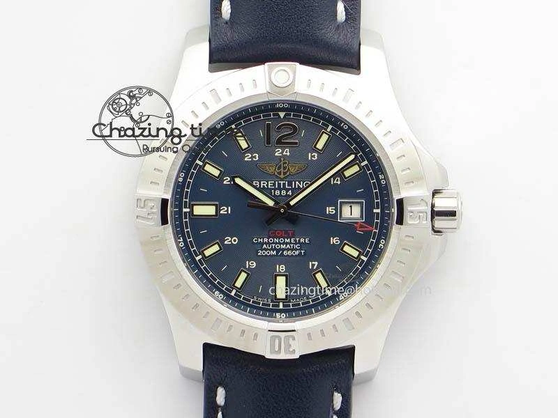 Clot Chronometer SS GF 1:1 Best Edition Blue Sticks Marker Dial On Blue Leather Strap A Premium 5716