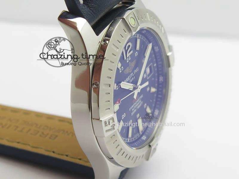 Clot Chronometer SS GF 1:1 Best Edition Blue Sticks Marker Dial On Blue Leather Strap A Premium 5716