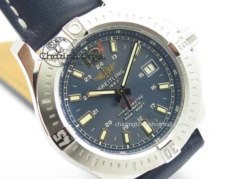 Clot Chronometer SS GF 1:1 Best Edition Blue Sticks Marker Dial On Blue Leather Strap A Premium 5716