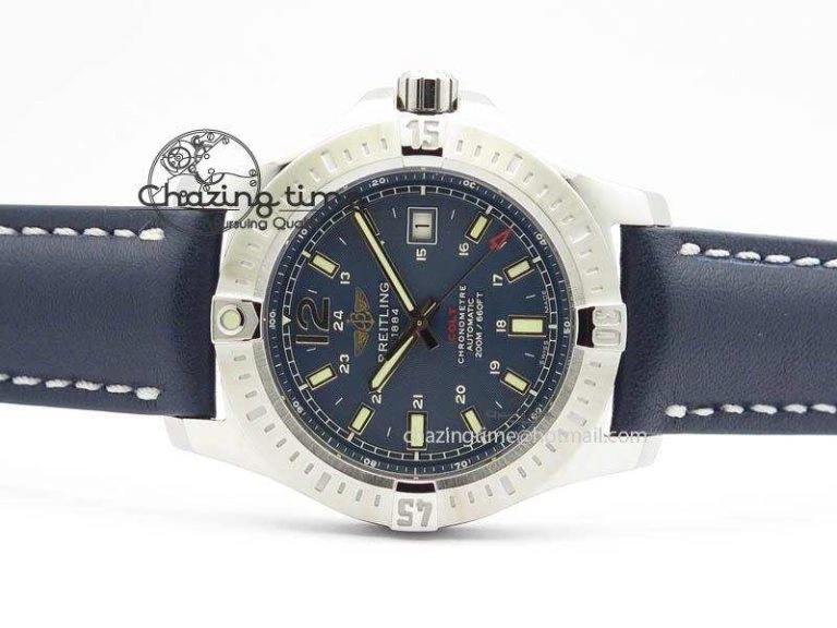 Clot Chronometer SS GF 1:1 Best Edition Blue Sticks Marker Dial On Blue Leather Strap A Premium 5716