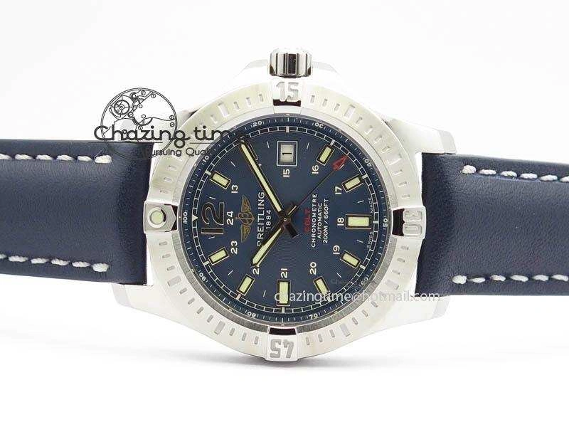 Clot Chronometer SS GF 1:1 Best Edition Blue Sticks Marker Dial On Blue Leather Strap A Premium 5716