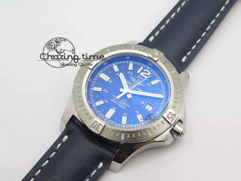 Clot Chronometer SS GF 1:1 Best Edition Blue Sticks Marker Dial On Blue Leather Strap A Premium 5716