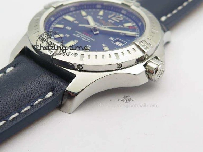 Clot Chronometer SS GF 1:1 Best Edition Blue Sticks Marker Dial On Blue Leather Strap A Premium 5716