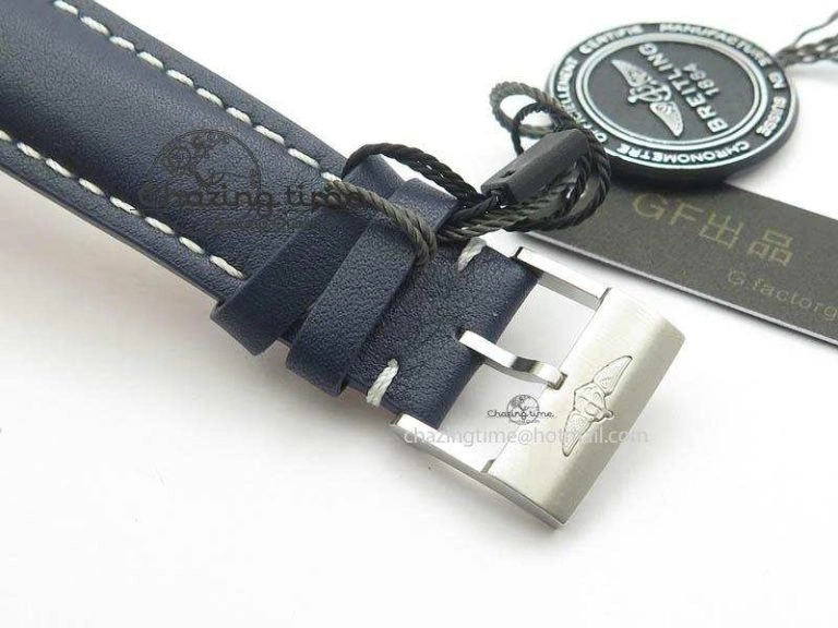 Clot Chronometer SS GF 1:1 Best Edition Blue Sticks Marker Dial On Blue Leather Strap A Premium 5716