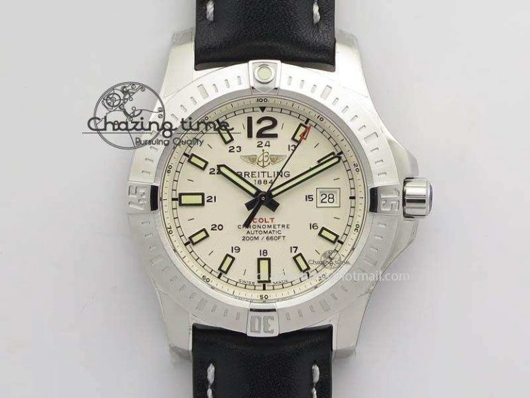UrbanChic Clot Chronometer SS GF 1:1 Best Edition White Sticks Marker Dial On Black Leather Strap A 5717