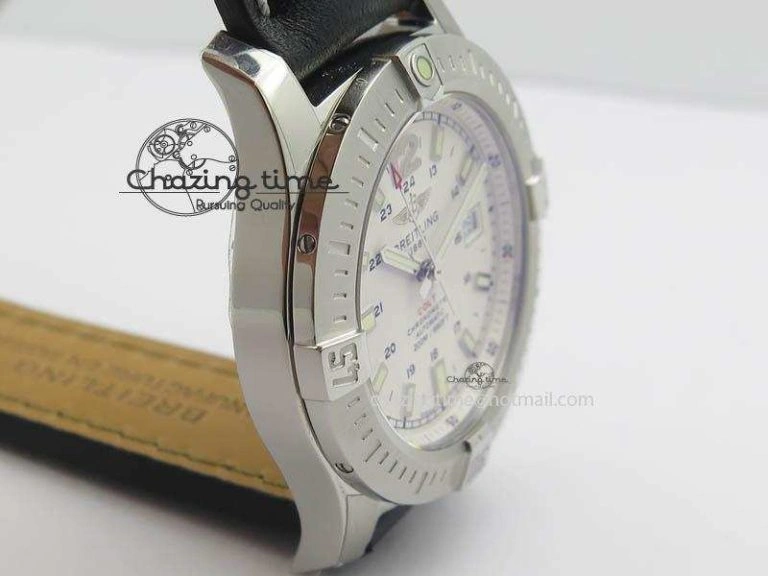UrbanChic Clot Chronometer SS GF 1:1 Best Edition White Sticks Marker Dial On Black Leather Strap A 5717