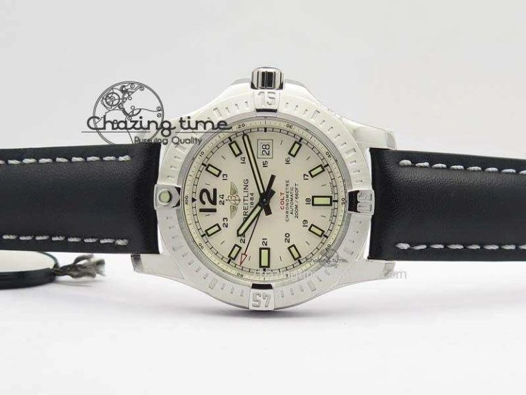 UrbanChic Clot Chronometer SS GF 1:1 Best Edition White Sticks Marker Dial On Black Leather Strap A 5717