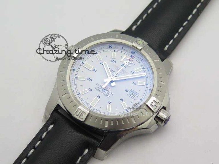 UrbanChic Clot Chronometer SS GF 1:1 Best Edition White Sticks Marker Dial On Black Leather Strap A 5717