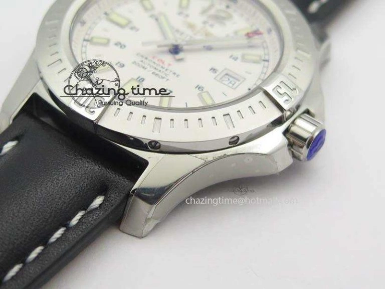 UrbanChic Clot Chronometer SS GF 1:1 Best Edition White Sticks Marker Dial On Black Leather Strap A 5717