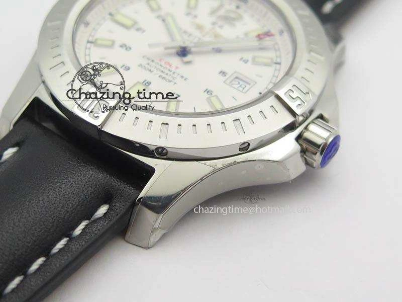 UrbanChic Clot Chronometer SS GF 1:1 Best Edition White Sticks Marker Dial On Black Leather Strap A 5717