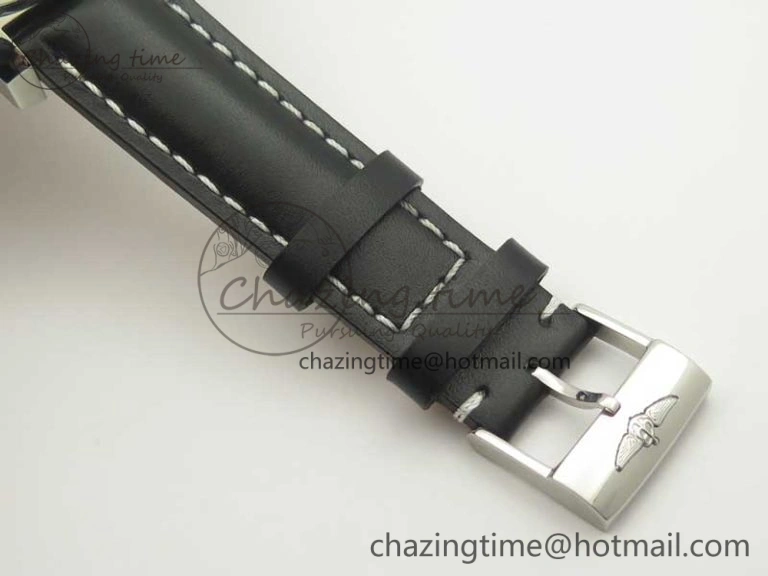 SoftTouch Clot Chronometer SS UBF 1-1 Best Edition Black Sticks Marker Dial on Black Leather Strap A 5635