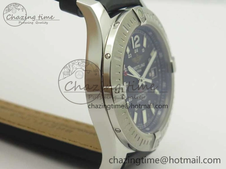 SoftTouch Clot Chronometer SS UBF 1-1 Best Edition Black Sticks Marker Dial on Black Leather Strap A 5635