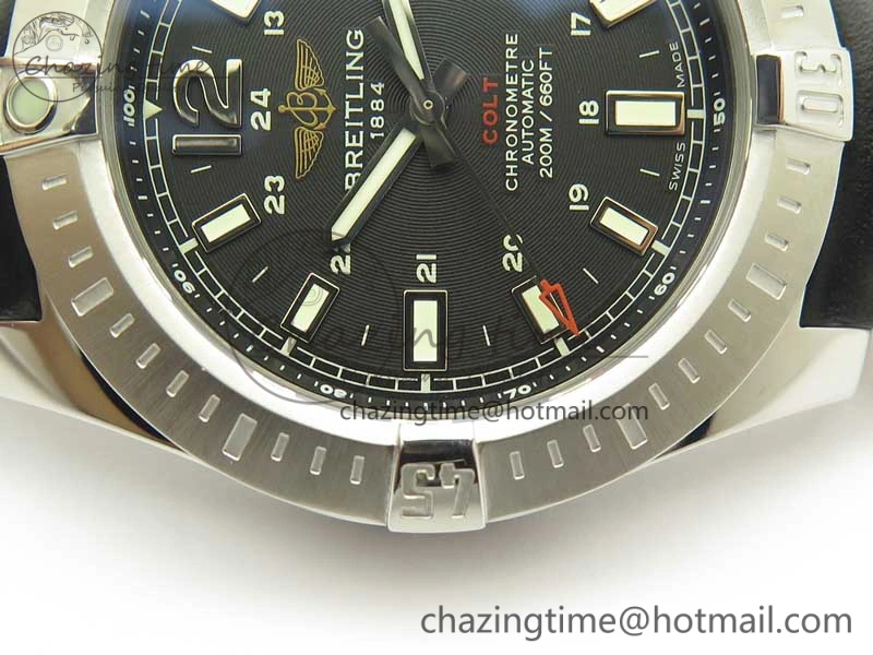 SoftTouch Clot Chronometer SS UBF 1-1 Best Edition Black Sticks Marker Dial on Black Leather Strap A 5635