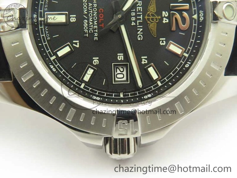 SoftTouch Clot Chronometer SS UBF 1-1 Best Edition Black Sticks Marker Dial on Black Leather Strap A 5635