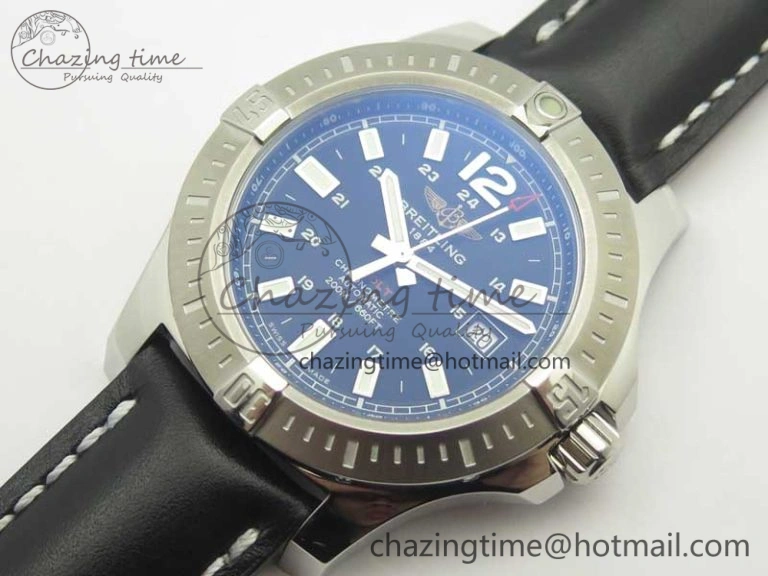 SoftTouch Clot Chronometer SS UBF 1-1 Best Edition Black Sticks Marker Dial on Black Leather Strap A 5635