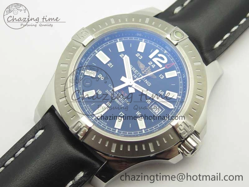 SoftTouch Clot Chronometer SS UBF 1-1 Best Edition Black Sticks Marker Dial on Black Leather Strap A 5635
