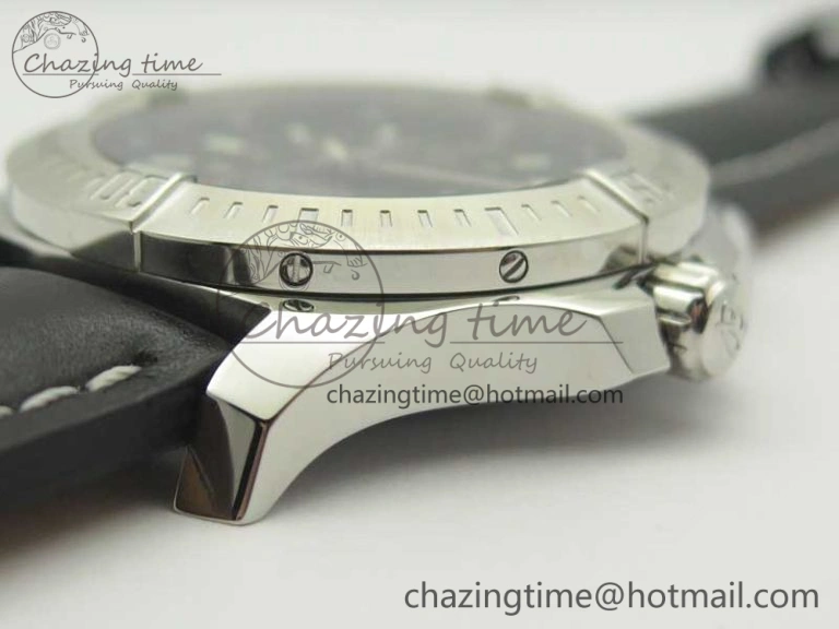 SoftTouch Clot Chronometer SS UBF 1-1 Best Edition Black Sticks Marker Dial on Black Leather Strap A 5635