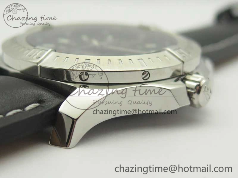SoftTouch Clot Chronometer SS UBF 1-1 Best Edition Black Sticks Marker Dial on Black Leather Strap A 5635