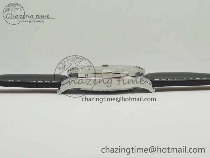 SoftTouch Clot Chronometer SS UBF 1-1 Best Edition Black Sticks Marker Dial on Black Leather Strap A 5635