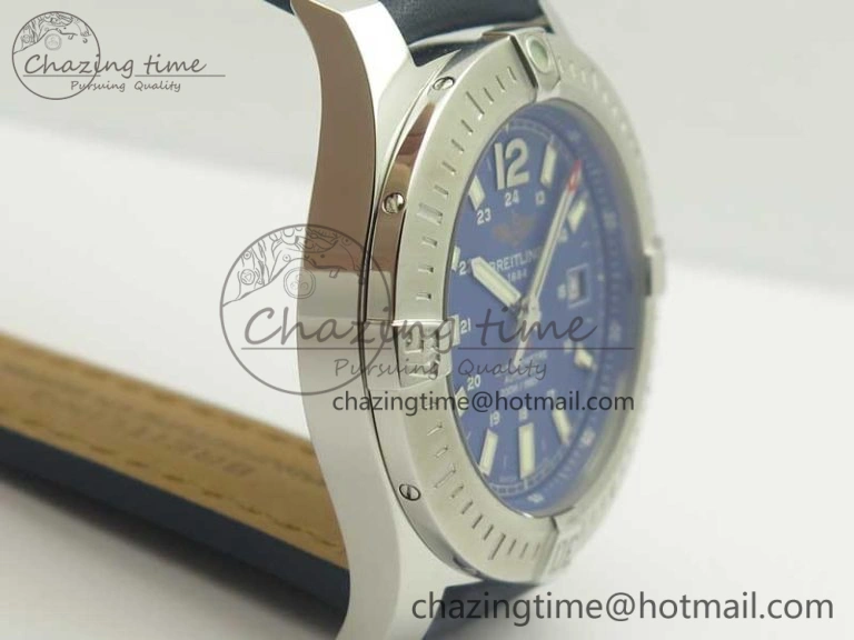 FreshLook Clot Chronometer SS UBF 1:1 Best Edition Blue Sticks Marker Dial on Blue Leather strap A 5632