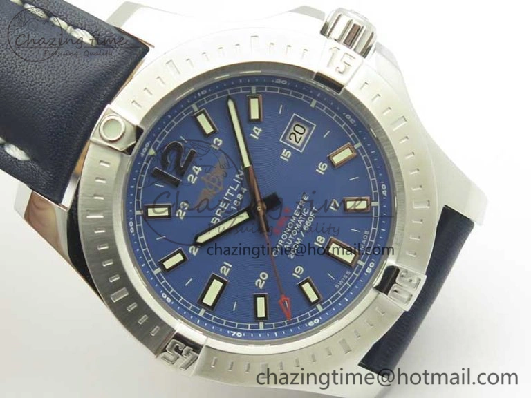 FreshLook Clot Chronometer SS UBF 1:1 Best Edition Blue Sticks Marker Dial on Blue Leather strap A 5632