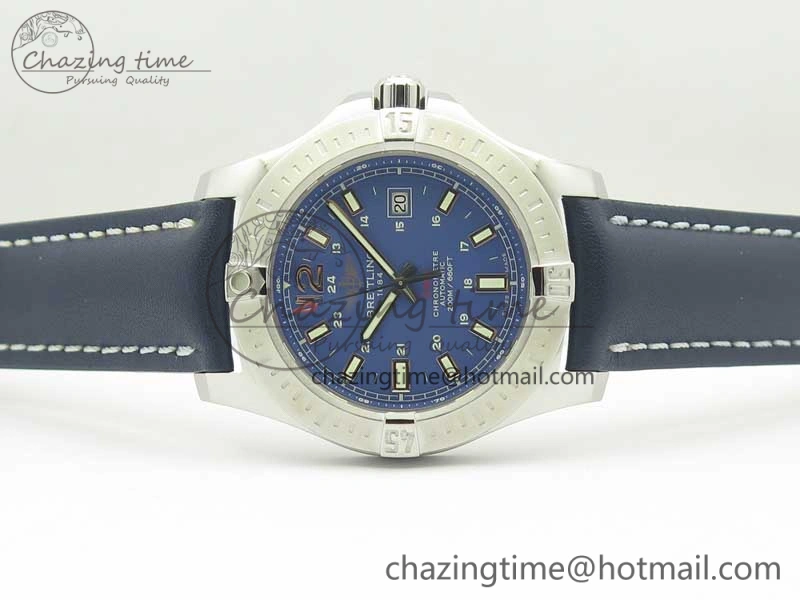 FreshLook Clot Chronometer SS UBF 1:1 Best Edition Blue Sticks Marker Dial on Blue Leather strap A 5632