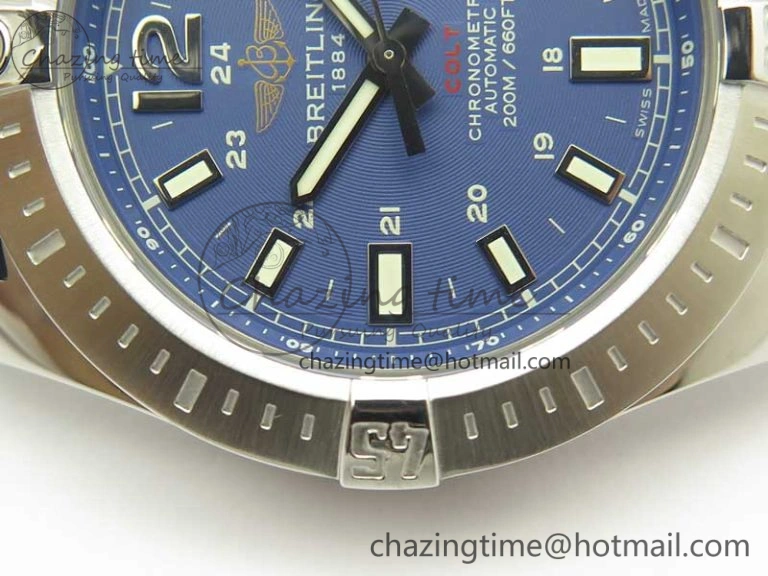 FreshLook Clot Chronometer SS UBF 1:1 Best Edition Blue Sticks Marker Dial on Blue Leather strap A 5632
