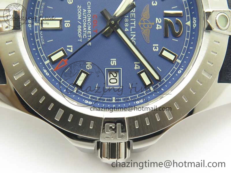 FreshLook Clot Chronometer SS UBF 1:1 Best Edition Blue Sticks Marker Dial on Blue Leather strap A 5632