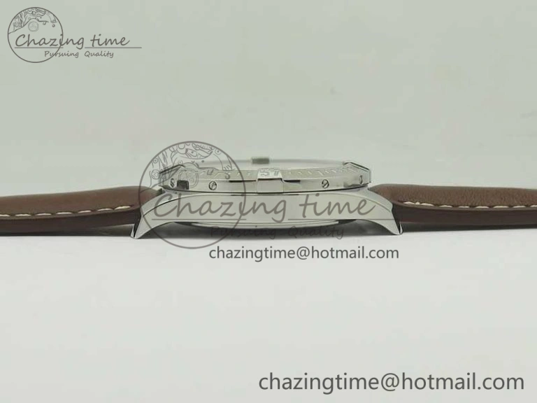 Reliable Clot Chronometer SS UBF 1:1 Best Edition White Sticks Marker Dial on Brown Leather Strap A 5636