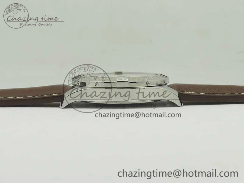 Reliable Clot Chronometer SS UBF 1:1 Best Edition White Sticks Marker Dial on Brown Leather Strap A 5636