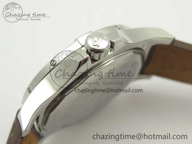 Reliable Clot Chronometer SS UBF 1:1 Best Edition White Sticks Marker Dial on Brown Leather Strap A 5636