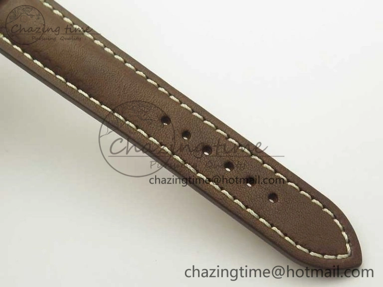 Reliable Clot Chronometer SS UBF 1:1 Best Edition White Sticks Marker Dial on Brown Leather Strap A 5636