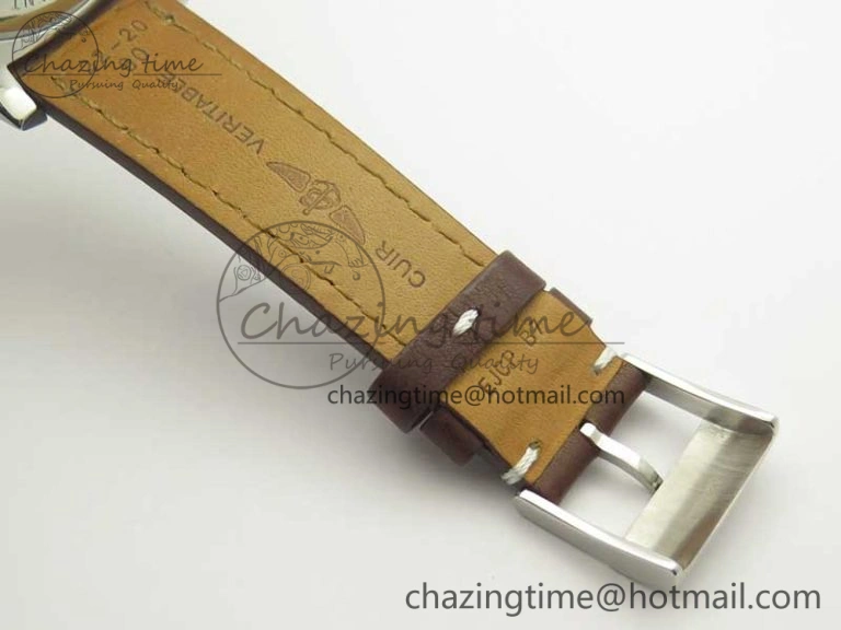 Reliable Clot Chronometer SS UBF 1:1 Best Edition White Sticks Marker Dial on Brown Leather Strap A 5636