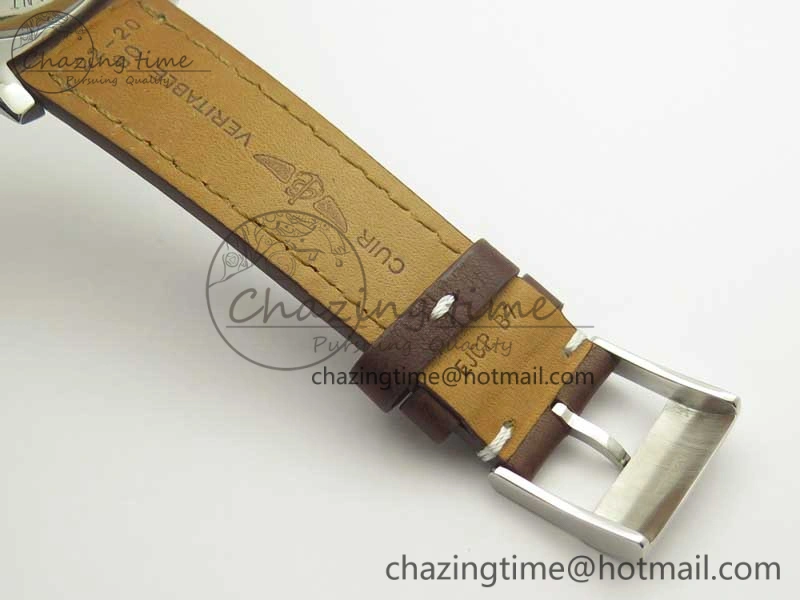 Reliable Clot Chronometer SS UBF 1:1 Best Edition White Sticks Marker Dial on Brown Leather Strap A 5636