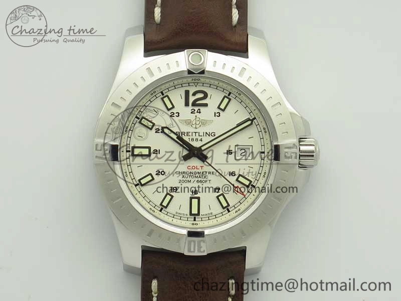 Reliable Clot Chronometer SS UBF 1:1 Best Edition White Sticks Marker Dial on Brown Leather Strap A 5636