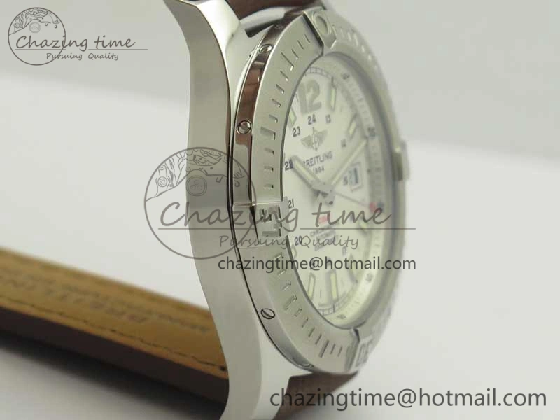 Reliable Clot Chronometer SS UBF 1:1 Best Edition White Sticks Marker Dial on Brown Leather Strap A 5636