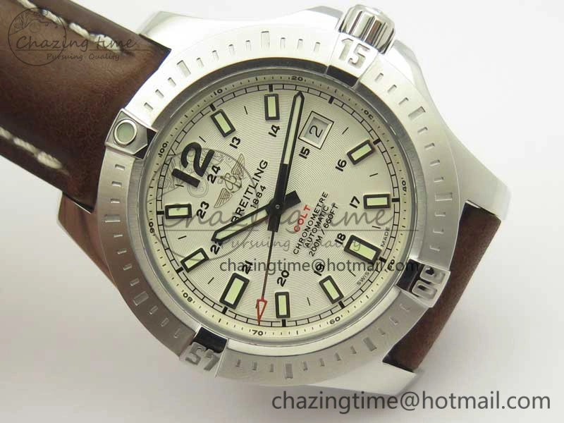 Reliable Clot Chronometer SS UBF 1:1 Best Edition White Sticks Marker Dial on Brown Leather Strap A 5636